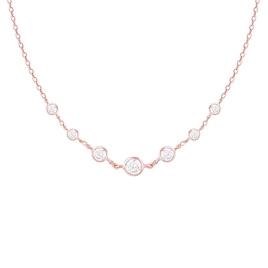 GIVA 925 Silver Rose Gold Zircon Studded Necklace | Gifts for Women & Girls