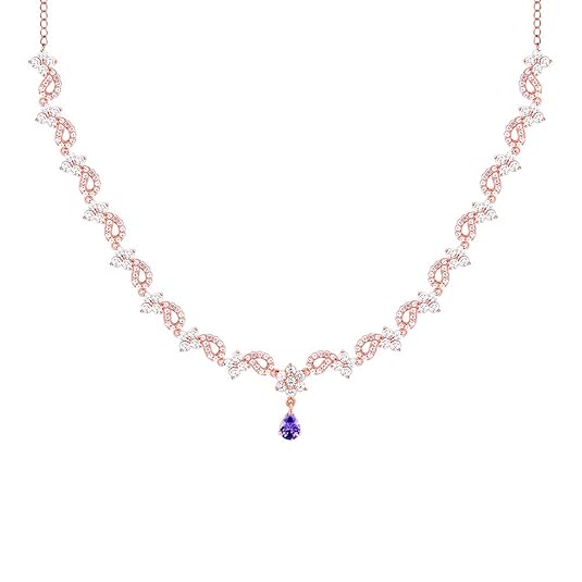 GIVA 925 Silver Rose Gold Bridal Celebration Necklace| Necklace to Gift Women & Girls | With Certificate of Authenticity and 925 Stamp | 6 Months Warranty*