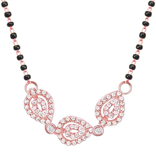 GIVA 925 Silver 18k Gold Plated Rose Gold Plated Mangalsutra Sets | Gifts for Women |Black Bead Necklace