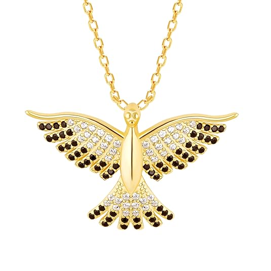 GIVA 925 Silver Golden Phoenix with Black Stone Pendant with Link Chain | Gifts for Girlfriend,Pendant to Gift Women & Girls | With Certificate of Authenticity and 925 Stamp | 6 Month Warranty*