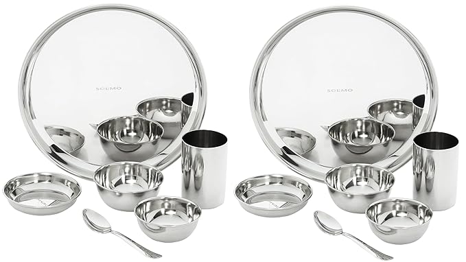 Amazon Brand - Solimo Dinner Set | Stainless Steel | Mirror Finish | Set of 20 - Solid