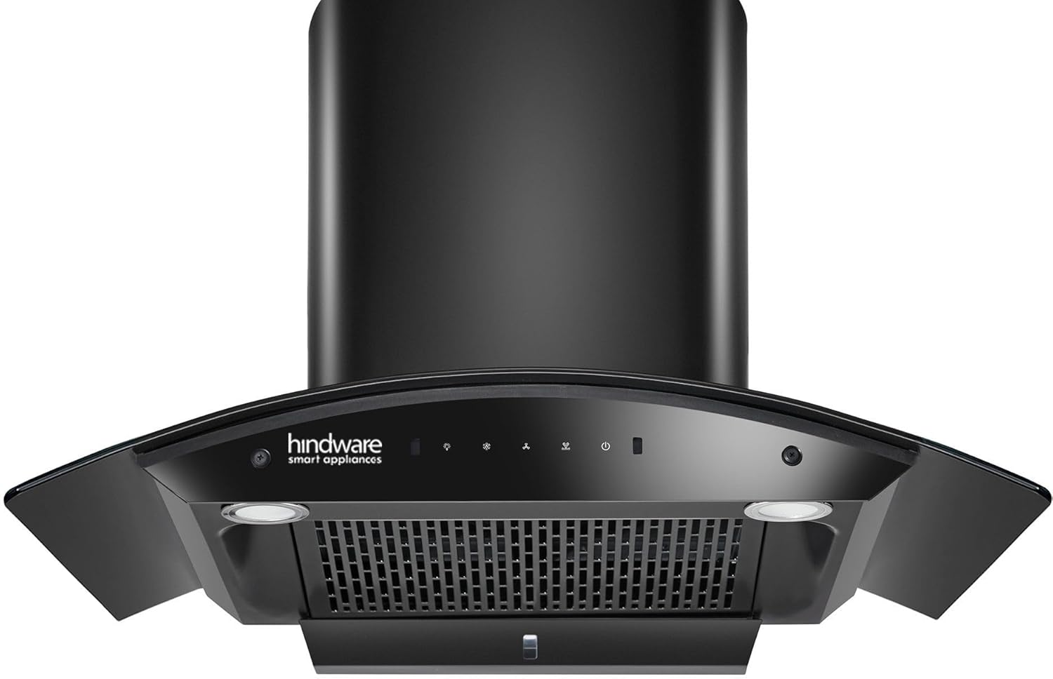 Hindware Smart Appliances | Nadia IN 75 cm Chimney | 1500 CMH |Curved Glass | Filterless | Auto Clean | Touch Control, Motion Sensor | 10 Yrs Warranty on Motor & 2 Yrs on Product (Black)