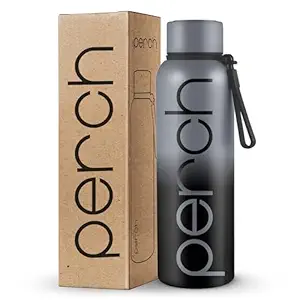 Perch Zion Hot and Cold Steel Water Bottle 720 ml, ISI Certified, Vacuum Insulated | for School, Gym, Office, Home | Leak Proof, BPA-Free | Flask for Kids, Men and Women | Cloud Black