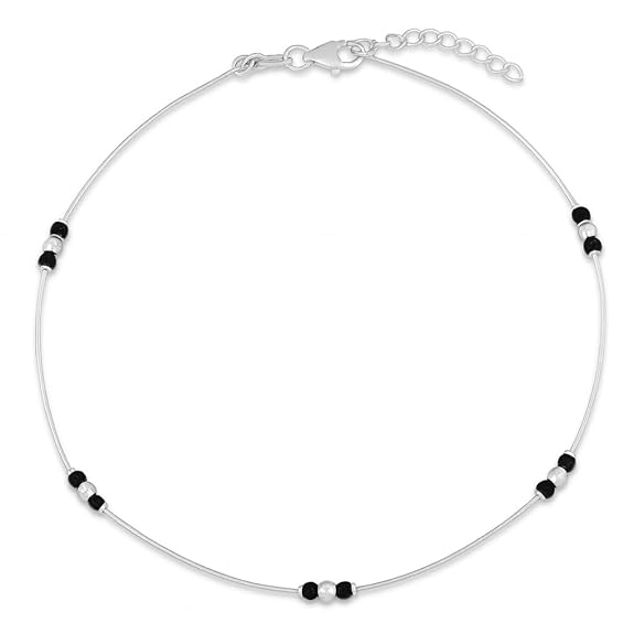 ZAVYA 925 Sterling Silver Anklet | Rhodium Plated Precious Cubic Zirconia Women Chain Anklet | Gifts For Women & Girls | With Certificate of Authenticity and 925 Hallmark