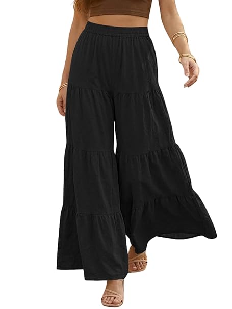 GRECIILOOKS Trouser For Woman | Sharara For Women |Women's Boho Harem Pants | Palazzo Plazo Pant For Womans Loose Fit Baggy Trousers with Elastic Waistband | Casual Yoga & Lounge Wear (Available in Plus Size)