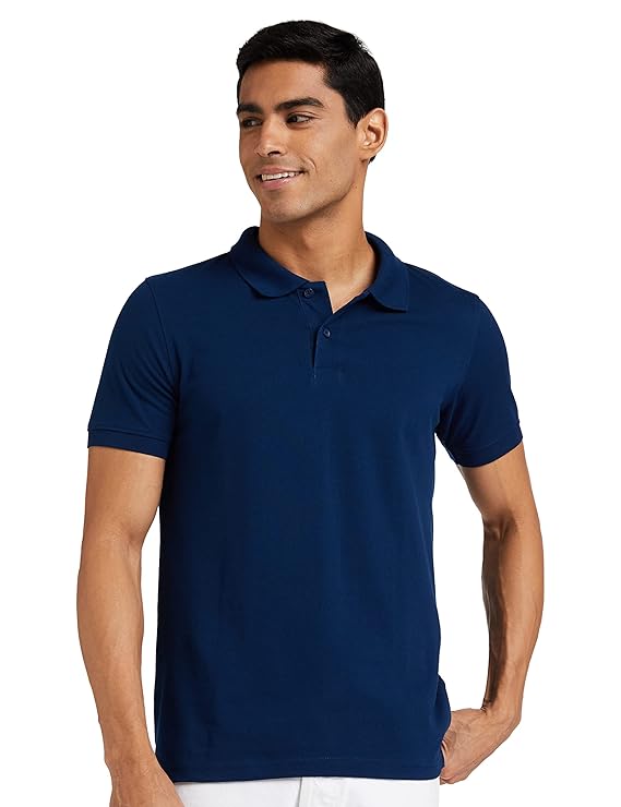 Amazon Brand - Symbol Men's Cotton Rich Solid Polo Tshirt | Collar Tshirts | Half Sleeves | Plain-Regular Fit (Available in Plus Sizes and Combo Pack of 2)
