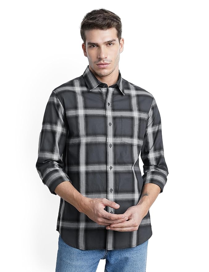 Symbol Premium Men's Checkered Casual Shirt - Regular Fit | Full Sleeve | Pure Cotton (Available in Plus Sizes)