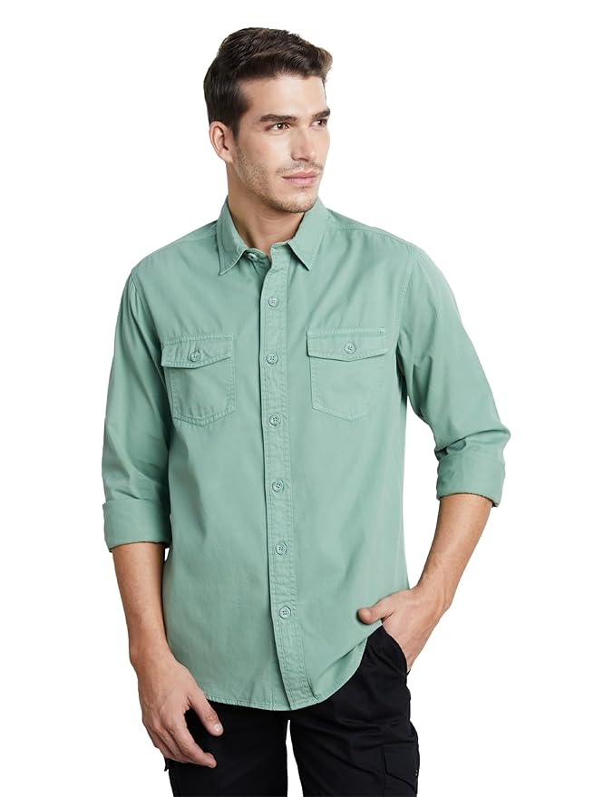 Symbol Premium Men's Washed Cotton Twill Casual Shirt - Regular Fit | Pure Cotton (Available in Plus Sizes)