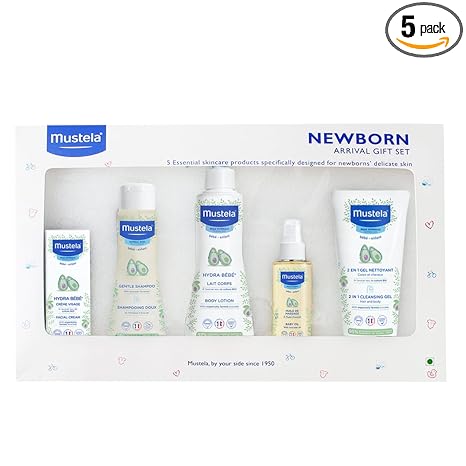 Mustela Newborn Arrival Gift Set - 5 Essential Baby Care Items for Newborns