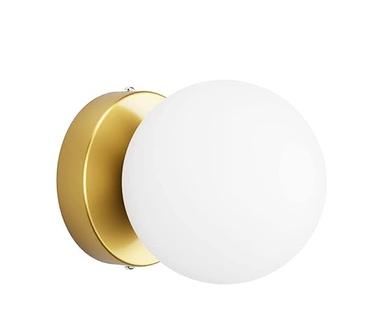 SINOMAN Metal Golden Wall Light Lamp with Glass Shade for Bedroom, Living Room, Café, Restaurant, Hallway, Kitchen (Without Bulb)