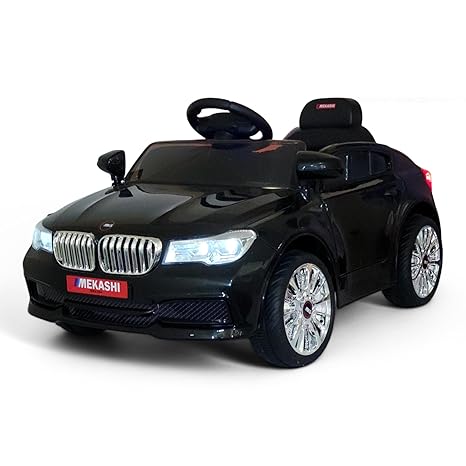 MEKASHI Electric Ride-On Car for Kids 1-4 Years, 12V Battery, Remote Control, 3 Speed, LED Lights, Bluetooth, Black