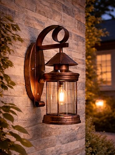 SINOMAN Outdoor Wall Lantern Light Waterproof | Vintage Metal Wall Sconce with Clear Glass | E27 Bulb Holder | Living Room, Bed Room, Porch, Balcony & Boundary Wall Lamp