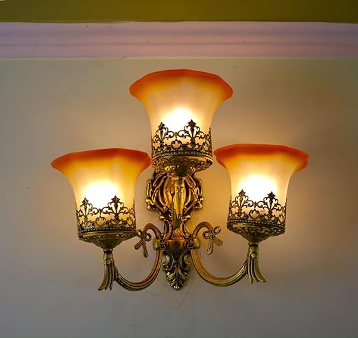 SINOMAN Metal Tripple Wall Light Lamp with Glass Shade for Bedroom, Living Room Modern, Restaurant, Kitchen or for Home Decoration. (Without Bulb, Tripple)