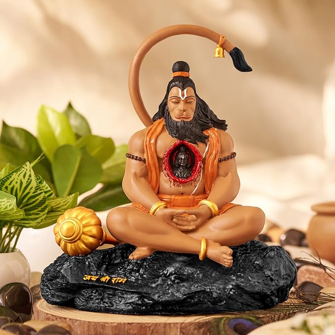 Rudra Roop Hanuman Idol | Coloured | 3.8 Inches | Polystone | Hanuman Murti Car Dashboard, Home Decor, Pooja Room & Office Table | Gifting for Housewarming, Wedding & Festive Occasions