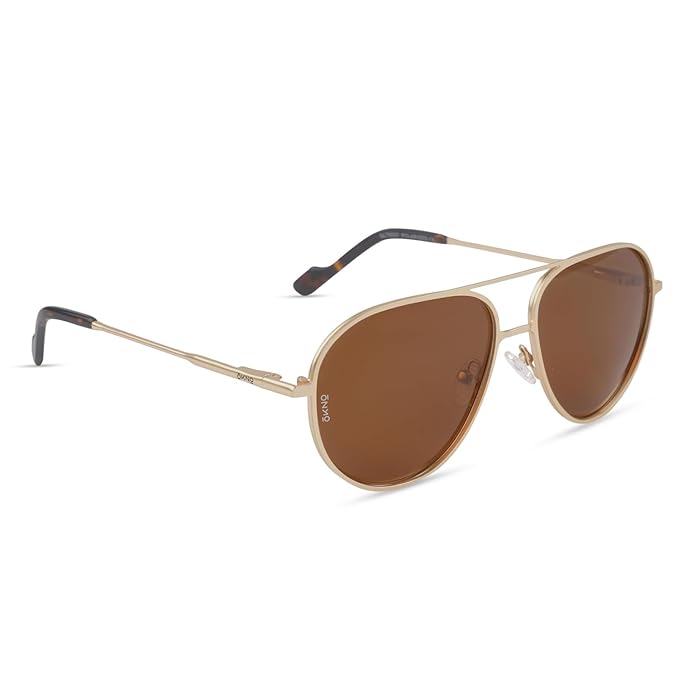 Eyewearlabs OKNO | Polarized Full Rim Oval Metal Branded Stylish Sunglasses For Men & Women | 100% UV Protection Shades | Cricket Sports Cycling Driving | Brown Lens | Medium | Nico