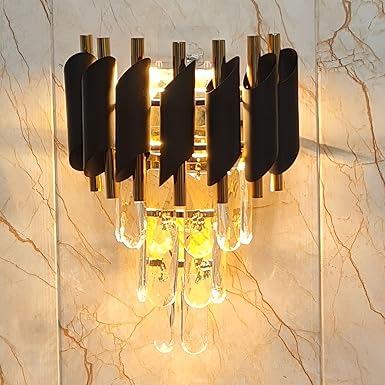 Black Mamba Wall Light (Metal and Crystal), Pack of 1