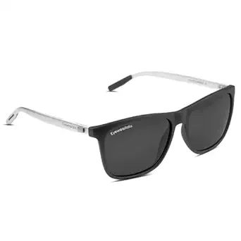 Eyewearlabs OKNO | Polarized Full Rim Alloy-Metal Branded Stylish Sunglasses For Men & Women | 100% UV Protection Shades | Cricket Sports Cycling Driving | Black Lens