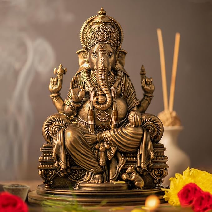 SILAII Lord Ganesha - Divine Sculpture Antique Bronze (9 INCHES)