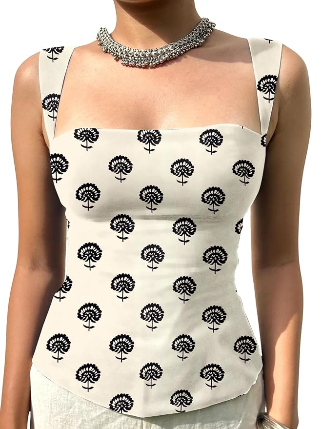 Aahwan Green Printed Square Neck Sleeveless Backless Short Indo-Western Ethnic Kurti Top for Women's & Girl's Ethnic Top for Women's & Girl's