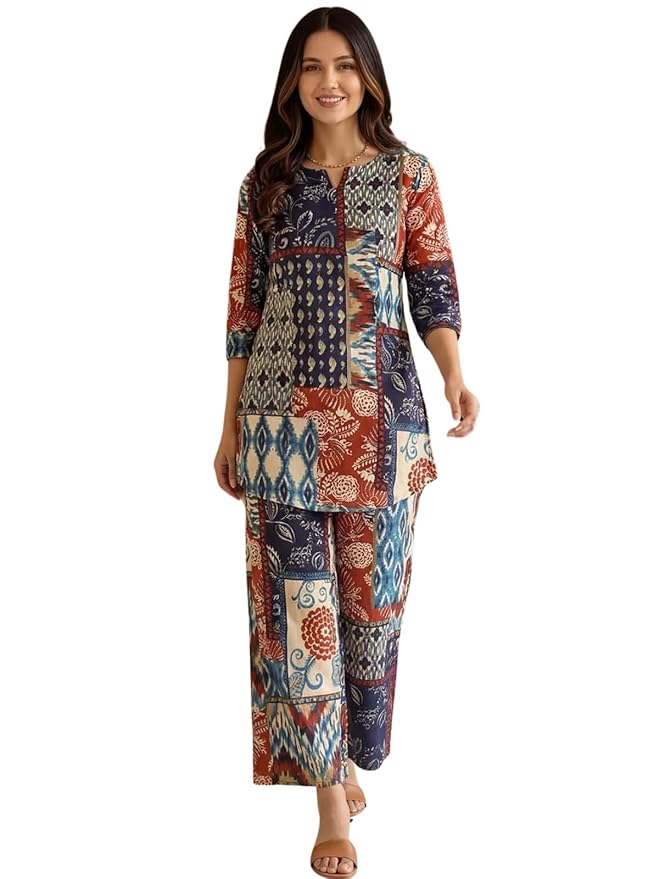 Leriya Fashion Kurta Sets for Woman | Co ord Set for Women Stylish | Kurti Set for Woman | Short Kurti for Women Latest | Kurtis | Ethnic Jaipuri Straight Kurta Set with Palazzo Pants | Salwar Suit for Party Outfits