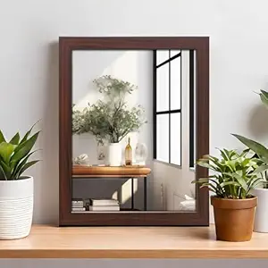 Amazon Basics Wood Exquisite Wall Mirror|Versatile Usage for Entryways, Living Rooms, Bedrooms, Bathrooms|Durable & Clear Reflection|Peaked Trim (Walnut)|41 cm X 51 cm, Rectangular (‎ABM-4001)
