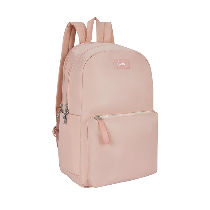 Genie Cupcake Casual Backpack for Girls |17 In-16 Ltr with Laptop Sleeve,Two Compartments,File holder and Light Weight with Padded Shoulders |Best for Books,Stationery,Lunch Box & Essentials - Beige