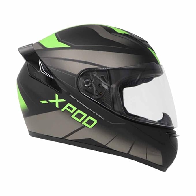 TVS XPOD Aerodynamic Helmet for Men-ISI Certified, Ultrawide Visor, Quick Release Strap-Premium Bike Helmet with Enhanced Air Circulation (Neon Grey Dual Tone-M)