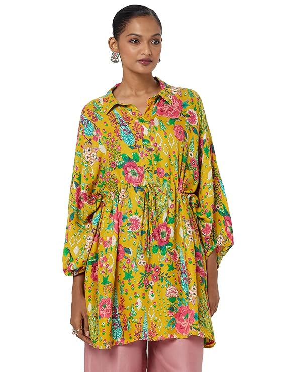 BIBA Women Rayon Regular Fit Liva Printed Top
