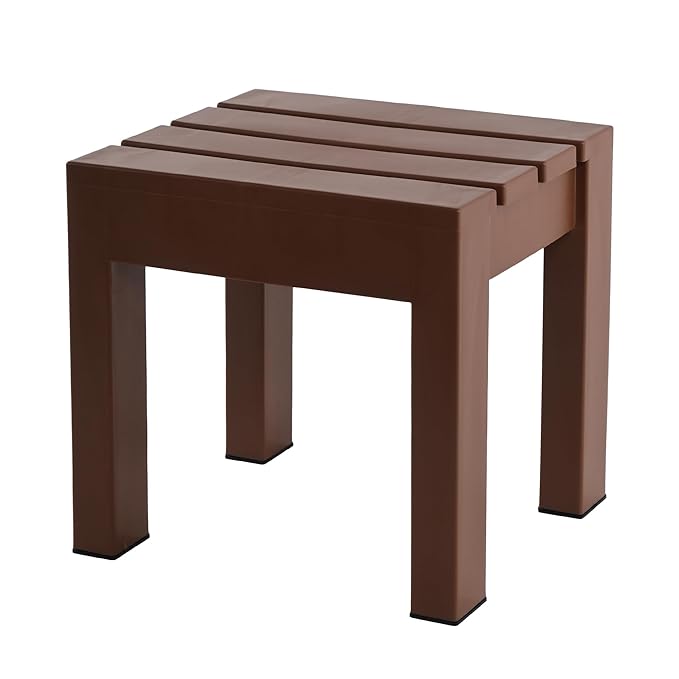 Kuber Industries Plastic Stool for Home Use,Anti Slip Bath Stools for Bathroom,Adults Stool for Kitchen Use,Under Desk Portable Step Stool for Home & Office,Small Flower Pot Stand,Brown,30cm,29cm