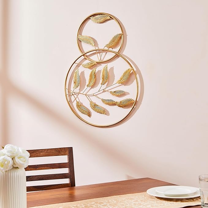 Amazon Brand – Solimo Metal Wall Frame | Elegant Nature | Inspired Leaf Design| Sturdy Iron | Wall Hanging | Wall Décor | Easy Installation | 40 x 40 cm |