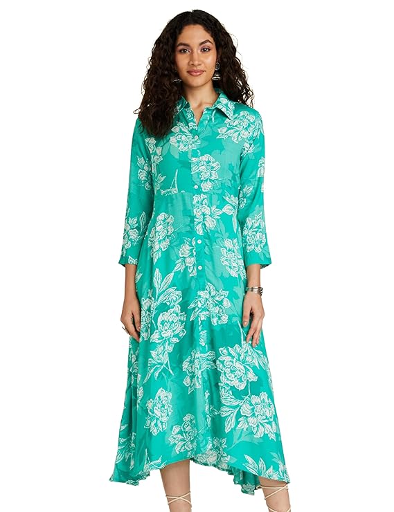 BIBA Women Below The Knee Liva Straight Printed Dress