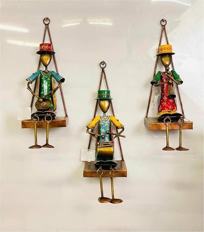 Bharat Art Metal Iron Artist Musicians Man Figurine Decorative Wall Art Decor for Home Bedroom Living room Office Cafe Decorative | Elegant Artistic Sculpture | Gift Item | 6x5x13 Inch | W319
