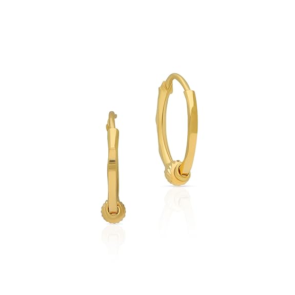 Malabar Gold & Diamonds | 22KT|Pure Yellow Gold Minimal |Huggie|Bali|Earrings for Womens with Hinged Back Closure
