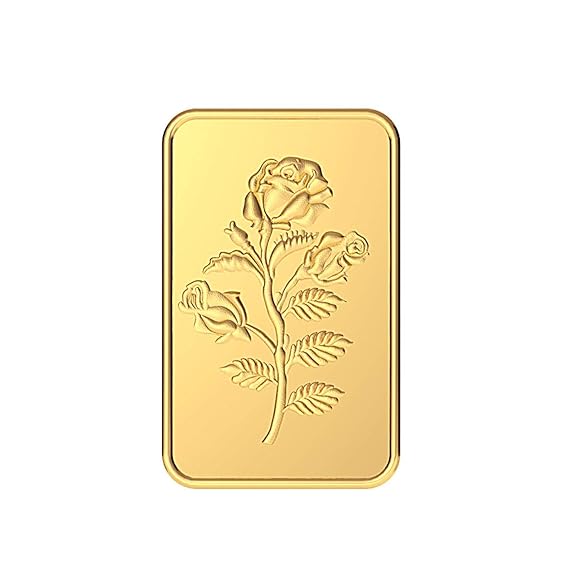 Malabar Gold & Diamonds 24K (999) Gold Bar 1 gram | 24 kt Gold Bar/Coin/Bullion for Birthday, Wedding, Akshaya Tritiya & Festive Gift, Rose Impression