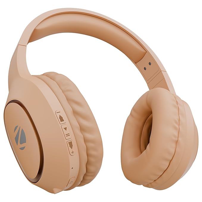 Zebronics Thunder Neo (2026 Upgrade) Wireless Headphone, BT v6.0, True 50hrs Playback, 40mm Driver, ENC, Rapid Charge, Gaming Mode, Dual Pairing, 3 EQ Modes, AUX, Voice Assistant (Orange)