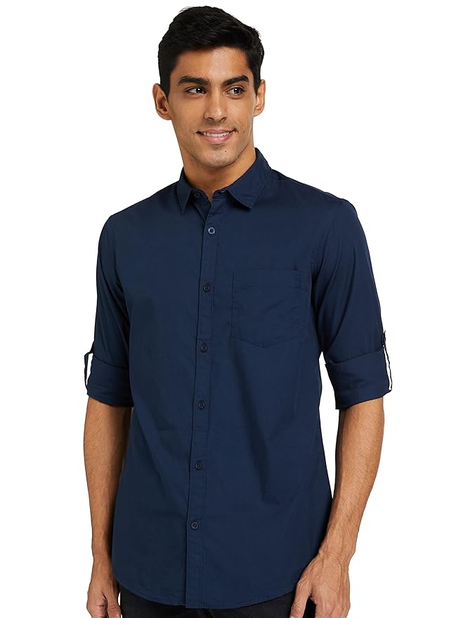 Amazon Brand - Symbol Men's Cotton Shirt | Casual | Plain | Full Sleeve | Summer - Regular Fit (Available in Plus Sizes)