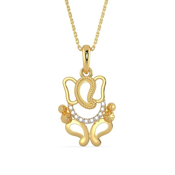 Malabar Gold & Diamonds | 14KT | Pure yellow gold | CZ | Ganesh Religious Pendant for Unisex