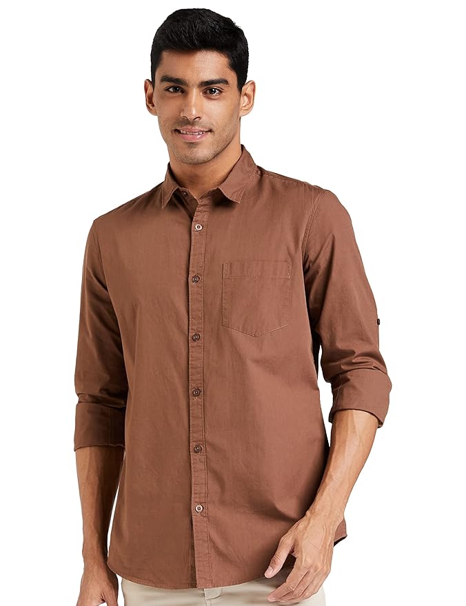 Amazon Brand - Symbol Men's Cotton Shirt | Casual | Plain | Full Sleeve | Summer - Regular Fit (Available in Plus Sizes)
