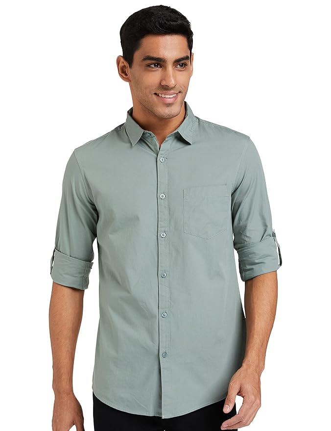 Amazon Brand - Symbol Men's Cotton Shirt | Casual | Plain | Full Sleeve | Summer - Regular Fit (Available in Plus Sizes