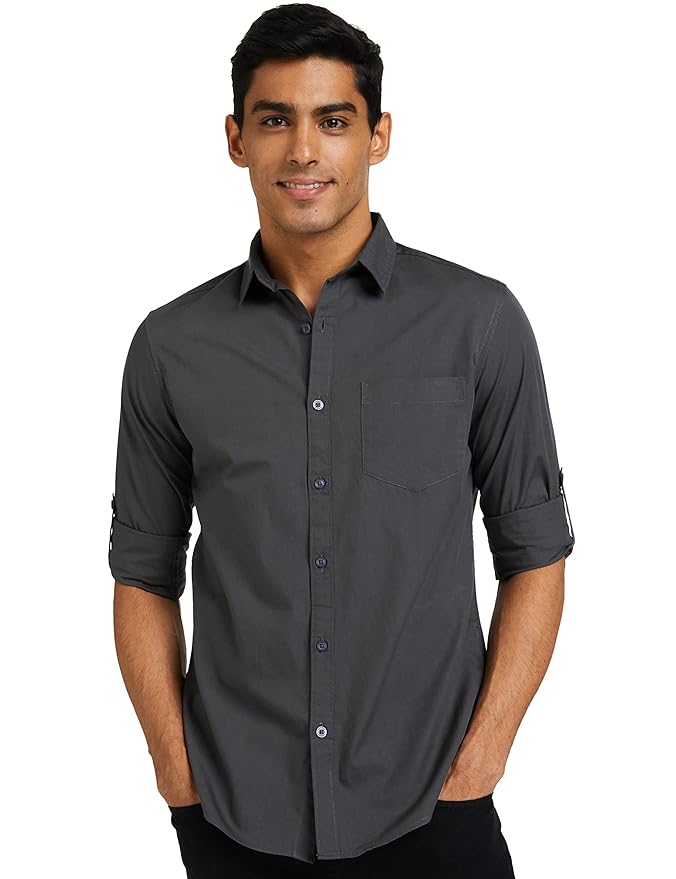 Amazon Brand - Symbol Men's Cotton Shirt | Casual | Plain | Full Sleeve | Summer - Regular Fit (Available in Plus Sizes)