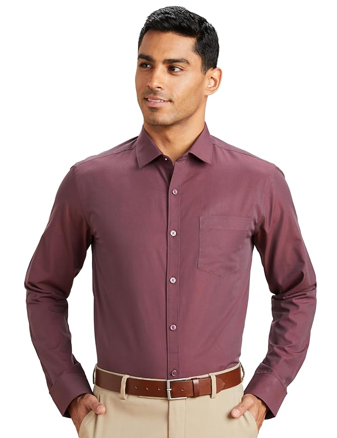 Amazon Brand - Symbol Men's Cotton Formal Shirt | Plain | Full Sleeve - Regular Fit (Available in Plus Sizes)
