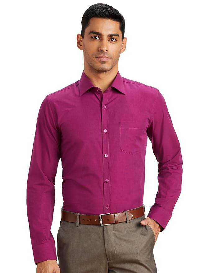 Amazon Brand - Symbol Men's Cotton Formal Shirt | Plain | Full Sleeve - Regular Fit (Available in Plus Sizes)