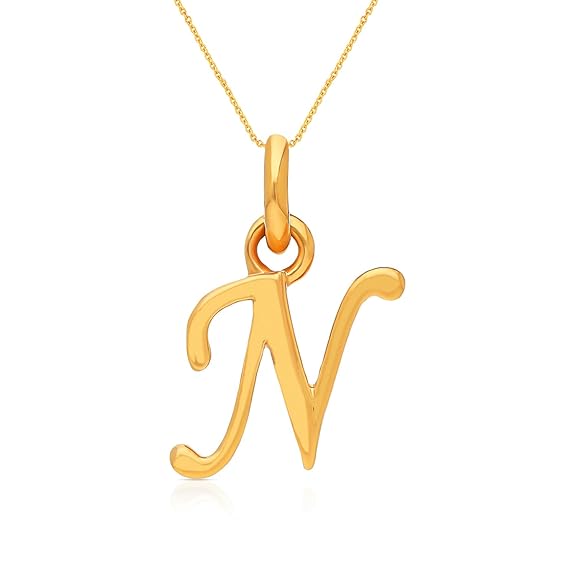 Malabar Gold & Diamonds | 22KT | Pure yellow gold | Intial N Pendant for Unisex