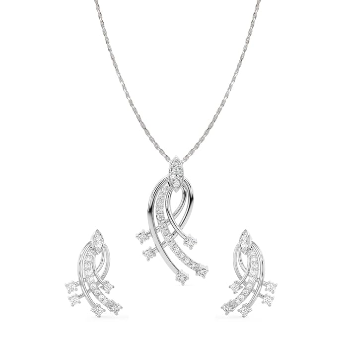 Clara 925 Sterling Silver Iris Pendant Earring Chain Jewellery Set | Rhodium Plated, Swiss Zirconia | Gift for Women & Girls