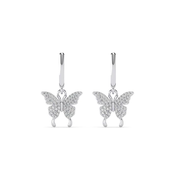 Clara 925 Sterling Silver Fia Butterfly Pendant Earrings Chain Necklace Jewellery Set | Platinum Plated, Swiss Zirconia | Gift for Women and Girls