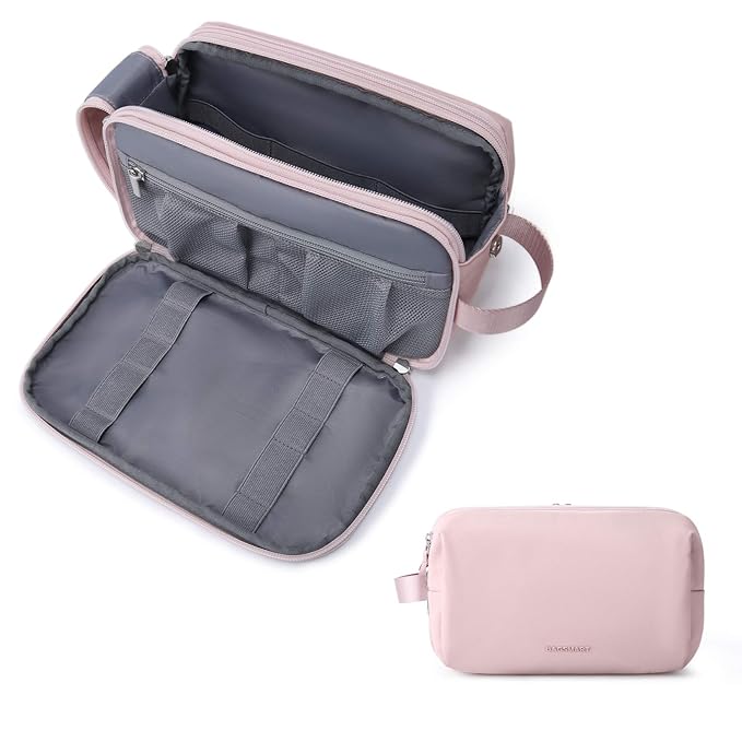Toiletry Bag for Women, BAGSMART Travel Shaving Dopp Kit Water-resistant Toiletry Organizer for Travel Accessories, Pinkbags