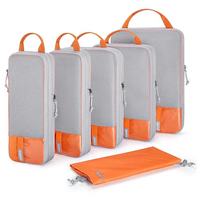 BAGSMART Compression Packing Cubes for Travel, Lightweight Vacation Essentials, Suitcase Organizer Bags, Durable Luggage Organizer, 6/4/2 Set Options