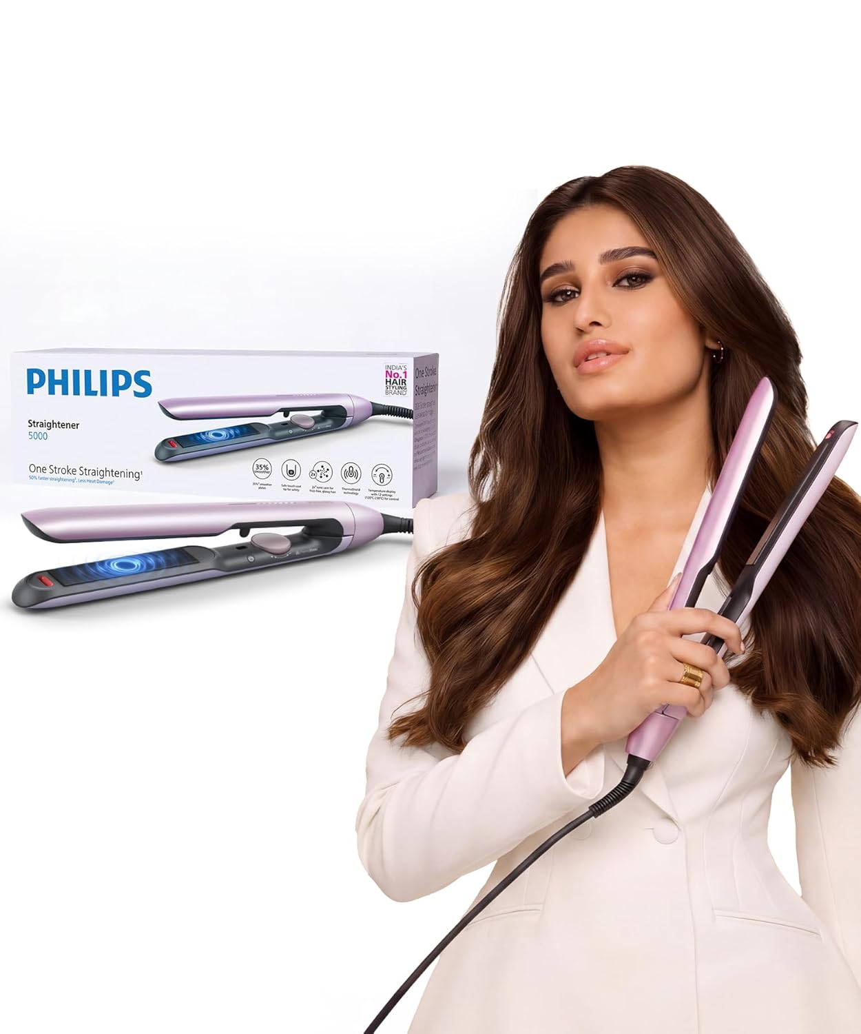 Philips India's No.1 Hair Styling Brand | Hair Straightener | 50% faster straightening | ThermoShield Technology to lower heat damage, Argan Oil Infused Plates | Frizz-free, shiny hair | BHS530