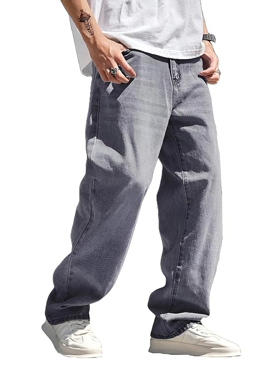 Ben Martin Men Jeans || Baggy Fit Jean's for Man || Loose Fit High Rise Denim || Stretchable Casual Wear Jean,s || Dance Rap Rapping Style Pant for Men || Denim Cotton Jeans (0)
