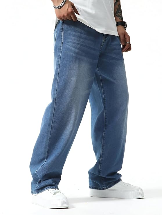 Ben Martin Men Jeans || Baggy Fit Jean's for Man || Loose Fit High Rise Denim || Stretchable Casual Wear Jean,s || Dance Rap Rapping Style Pant for Men || Denim Cotton Jeans (1)